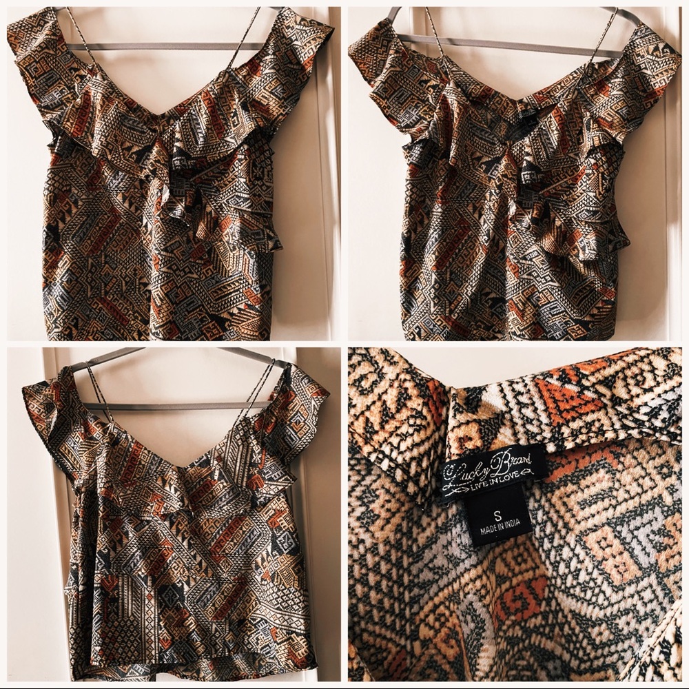 Lucky Brand Cold Shoulder Tribal Boho Tank